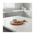 Storemax Akasya Ahşap Yuvarlak Sunum Tabağı (20X30 Cm) | Doğal Saplı Peynir, Şarküteri, Pizza ve Meze Servis Tahtası | Küçük Boy Modern Ahşap Sunumluk (1.2 cm Kalınlık) - 0 - 249 ml