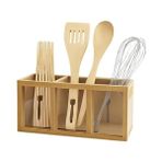 Storemax Bambu Tezgah Üstü 3'lü Kaşıklık Bıçaklık I Tezgah Üstü Dekoratif Kaşıklık 3 Bölmeli I 26X13CM - 0 - 249 ml