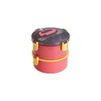 Storemax Bento 1600ML Yuvarlak Lunchbox Çift Katlı Çelik Sefer Tası Yemek Kutusu (Açık Kırmızı) - 0 - 249 ml