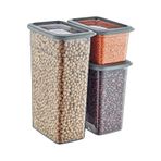 STOREMAX bystoreby 2'Li Set Skali Dikdörtgen Saklama Kabı Antrasit (2'şer adet 1210 ml, 2350 ml, 3500 ml)
