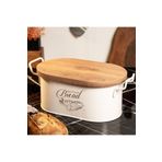 STOREMAX cmllashop Metal Ahşap Kapaklı Tel Kulplu Metal Ekmeklik (Bread Baskılı) Ln1293K 542093