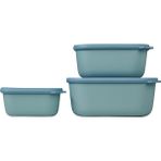 Storemax - Çok Amaçlı Cirqula Dikdörtgen 3 Parçalı Set - Kapaklı Saklama Kabı - Saklama Kutusu, Buzdolabı, Derin Dondurucu ve Mikrodalga Fırın Kabı Olarak Uygundur - 750, 1500 & 3000 ml - Nordic Green