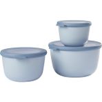 Storemax - Çok Amaçlı Cirqula Round 3 Parçalı Set - Kapaklı Saklama Kabı - Saklama Kutusu, Buzdolabı, Derin Dondurucu ve Mikrodalga Fırın Kabı Olarak Uygundur - 500 Ml, 1000 ml ve 2000 ml - Nordic Blue