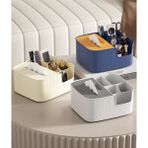 Storemax Çok Bölmeli Masa Üstü Organizer Kutusu – Kağıt Havlu Bölmeli, Kalemlikli, Uzaktan Kumanda, Makyaj Malzemesi ve Aksesuar Düzenleyici, Modern Tasarım, Ev ve Ofis Için (Beyaz) - --