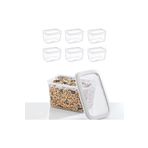 STOREMAX daiviolastore 6'Lı Set Skali Dikdörtgen Saklama Kabı Beyaz 1210 ML DLStore 990396