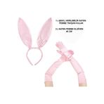 STOREMAX daiviolastore Saten Kaplama Soft Pembe Eldiven 40 cm ve Tavşan Kulak 2 li Set DLStore 990396