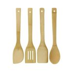 STOREMAX ELZ 4 Parça Büyük Boy Bambu Kaşık Spatula Mutfak Tahta Kaşık Seti 30cm FRNTR 1127478