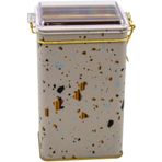 STOREMAX ELZ Terrazzo Cream Desenli Dikdörtgen Metal Saklama Kabı 8x10 Cm (Terrazzo Cream) FRNTR 1127478