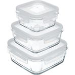 Storemax Fresco 3'lü Saklama Kabı Seti, Cam, 1150 cc - 0,33 - 0 Siyah