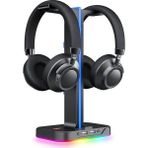 Storemax Havit Kulaklık Standı Rgb Dual Balance 2 USB Bağlantısı, Masaüstü Kulaklık Standı, Dayanıklı Oyun Kulaklığı Tutucu, Pc Oyuncu Kulaklık Aksesuarı Için, Siyah (TH650) - Ahşap