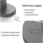 Storemax Işıklı Vantilatör USB Şarjlı Masaüstü Mini Fan – 3 Kademeli Hız Ayarlı Kompakt Gövde LED Işık - 001-Siyah