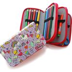 Storemax Kalem Kutusu - Desenli Kawai Organizer Kalemkutu Vegan Deri Üç Bölmeli Kalemlik - 0 - --
