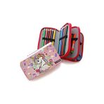 Storemax Kalem Kutusu Temalı Kawai Organizer Kalemkutu Vegan Deri Üç Bölmeli Kalemlik- Pembe - 0