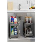 Storemax Life 2 Adet 2 Katlı Tekerlekli Tezgah Altı Gri Banyo Mutfak Rafı MIT1124 - 0,33 - 0 Siyah