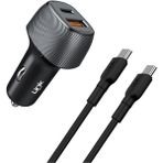 Storemax Linktech C499 43W Araç Şarj Aleti 2x USB Type-C To Type-C Kablo Set - Ahşap