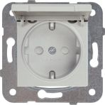 Storemax Met Beyaz Kapakli Toprakli Priz Mekanizma +Düğme Kapak Çabuk Bağlanti Çarpma Karşıtı Çocuk Korumalı - 1 Adet - Ahşap