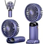 Storemax Mini El Fanı 5 Kademeli Dijital LED Göstergeli Boyun Askılı Mini Klima Vantilatör Mor - 001-Siyah