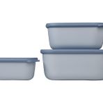 Storemax – Multi Bowl Cirqula 3 Parça Set - Kapaklı Gıda Saklama Kabı - Buzdolabı ve Dondurucu, Mikrodalga Kabı ve Servis Tabağı Için Hava Geçirmez Saklama Kutusu Olarak Uygundur - 750, 1500, 3000ML - 1/100 Toz Ceviz