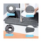 Storemax Musluk Pedleri, 43X15 cm Silikon Musluk Matı, Mutfak Lavabosu Sıçrama Önleyici, Bulaşık Sabunu ve Sünger Tutucu, Kaymaz Gri Silikon Kurutma Matı, Mutfak ve Banyo Tezgahı Koruyucu - 0,33 - 0 Siyah