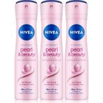 Storemax Nıvea Kadın Sprey Deodorant Pearl&beauty, Ter ve Ter Kokusuna Karşı 48 Saat Anti-Perspirant Koruma 150ML x 3 Adet, Pürüzsüz Koltuk Altı, Avantajlı Paket