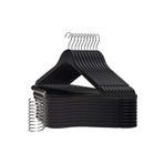 STOREMAX OZN Home 6 Adet Ahşap Görünümlü Plastik Askı, Siyah, Elbise Gömlek Pantolon Kıyafet Askısı