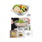 Storemax Paslanmaz Çelik 22CM Çift Kulplu Sepet Süzgeç, Salata Süzgeci Meyve Süzgeci, Makarna Süzgec - Paslanmaz Çelik Çift Kulplu 22CM Sepet - Ahşap