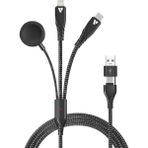 Storemax Pd 100W Destekli 5'i 1 Arada Naylon Örgülü Kablo, Çoklu Şarj Kablosu USB A/c Tipi C/yıldırım/manyetik Saat,, Ipad, Macbook, Galaxy ile Uyumlu - Ahşap