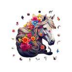 Storemax Pinecone - Ahşap Puzzle Yetişkinler Için - Çiçek Yeleli At Figürü Benzersiz Parçalı Puzzle - 210 Parça Ahşap Yapboz - Yapıştırıcı Folyo Dahil - Dekoratif Ahşap Puzzle - 27X29 cm - Wz-09 - 01-Mavi
