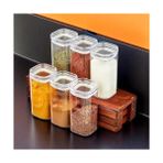 Storemax Şeffaf Baharatlık Seti, 6 Adet, 250 Ml, Kare Kapaklı Plastik Saklama Kabı - 0,33 - 0 Siyah