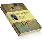 Storemax Series - A5, Gustav Klimt 4'lü Defter Seti I, Çizgisiz, Toplam 256 Sayfa, Her Biri 64 Sayfa, Tel Dikiş, Esnek Kapak, Oval Kenar, Tuval Doku, 60 Gram, Sarı Krem Renk - --