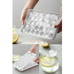 STOREMAX shopmst Pumo Beyaz 33 Bölmeli Kapaklı Küre Buz Kalıbı Dondurma Kalıbı Buz Saklama Kabı Sunum