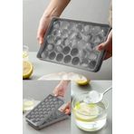 STOREMAX shopmst Pumo Gri 33 Bölmeli Kapaklı Küre Buz Kalıbı Dondurma Kalıbı Buz Saklama Kabı Sunumlu