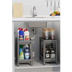 STOREMAX srhtDS Life 2 Adet 2 Katlı Tekerlekli Tezgah Altı Gri Banyo Mutfak Rafı MIT1124 Desing 266450