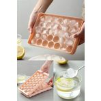 STOREMAX srhtDS Pumo Pembe 33 Bölmeli Kapaklı Küre Buz Kalıbı Dondurma Kalıbı Buz Saklama Kabı Sunuml