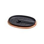 STOREMAX SRT Döküm Oval Fajita Tabağı Kayın Servis Ahşabı Ölçü 18x28cm. (Harici tava tutucu dahil d