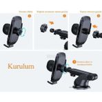 Storemax Uygun Elektronik Otomatik Klipsli Araba Telefon Tutucu Ayarlanabilir Cam ve Torpido Için Yüksek Kalite Tutucu, Vakumlu Uzayan Araç Içi Telefon Tutucu Ayarlanabilir Akrobat,tek Tuşla Açılır Kanatlar - 000-Siyah