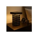 stork woods Siyah Gold Mozaik Cam Abajur | LED Işıklı Modern Komodin Lambası | El Yapımı Şık Masa Lambası