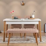 Stormi Açılır Masa Takımı, Beyaz Atlantik Taş Rengi 120X75
