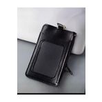 Stormistoretr Leather Dikey Siyah Kart Kılıfı Yaka Kartı Koruyucu Fermuarlı