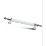 Str Mobaks Alüminyum Asos Boru Kulp Lüks Modern Dolap Mutfak Çekmece Vestiyer Kulp - Beyaz - Krom - 224 MM