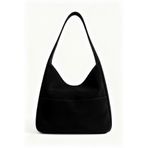 Straada accessories Kadın Omuz Çantası Hobo pinterest Salaş Süet Siyah astarlı Çanta