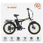 Strada Cycles E-Bro Siyah Hidrolik Disk Fat Bike Katlanabilir 20 Jant Elektrikli Bisiklet
