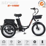 Strada Cycles E-Vibe Hidrolik Disk 20 Jant Üç Tekerlekli Elektrikli Bisiklet - Siyah