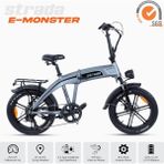 Stradacycles E-Monster 20 Jant Katlanabilir Yüksek Torklu Elektrikli Bisiklet - Gri