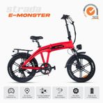 Stradacycles E-Monster 20 Jant Katlanabilir Yüksek Torklu Elektrikli Bisiklet - Kırmızı