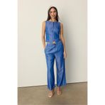 Stradivarius Dökümlü denim culotte pantolon