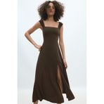 Stradivarius Sırtı bağcıklı midi elbise