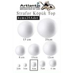Strafor Köpük Top 4 cm 20 Adet Köpük Top Küre Toplar Yuvarlak Strafor Köpük Top Okul Deney Hobi Sanat