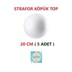 Strafor Köpük Top Küre Top Beyaz - 20 cm - (5 Adet)