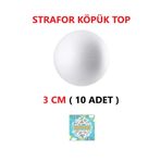 Strafor Köpük Top Küre Top Beyaz - 3 Cm - (10 Adet)